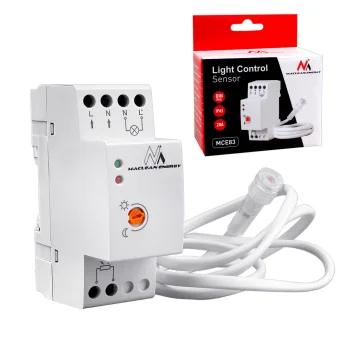 Maclean MCE83 Dusk-to-Dawn Switch for DIN Rail with External Probe, 20A