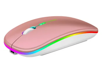 Беспроводная RGB LED оптическая мышь с аккумулятором Bluetooth, rose gold