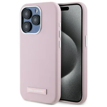 Чехол Karl Lagerfeld для iPhone 15 Pro Max FW Metal Plate MagSafe, розовый