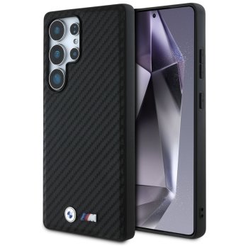 BMW Leather Carbon MagSafe vāciņš Samsung Galaxy S25 Ultra - Melns