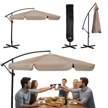 Plonos 488003 saliekams dārza saulessargs 350 cm ar pārvalku, bēšs