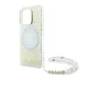 Guess iPhone 16 Pro Case IML Flowers Allover Electro with Pearl Strap, White