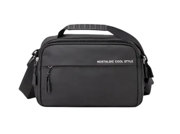 Vīriešu pleca soma Crossbody ar regulējamu siksnu, melna