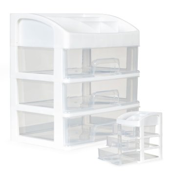 ModernHome Makeup Organizer with Drawers and Compartments, White