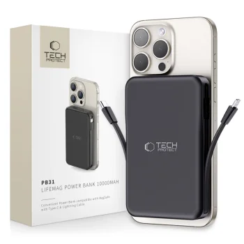 Внешний аккумулятор Tech-Protect LifeMag PB31 MagSafe 10000mAh 15W, черный