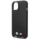 BMW iPhone 14 Plus vāciņš Leather Stamp Tricolor MagSafe, melns