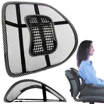 Ergonomisks muguras atbalsts ar masāžas elementu, melns