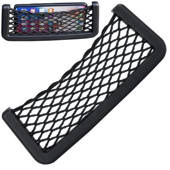Car Mesh Organizer Pocket Adhesive Storage Net for Phone 19.5 cm, Black