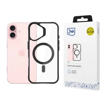 3mk iPhone 16 Case Satin Armor MagCase with MagSafe, Clear with Black Frame