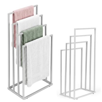 Modernhome brīvi stāvošs dvieļu statīvs, 4 līmeņi, balts
