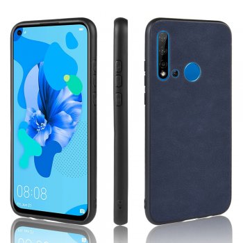 Vāciņš apvalks bamperis priekš Huawei P20 lite (2019) / Nova 5i | PU Leather Coated TPU + PC Back Phone Shell - Dark Blue