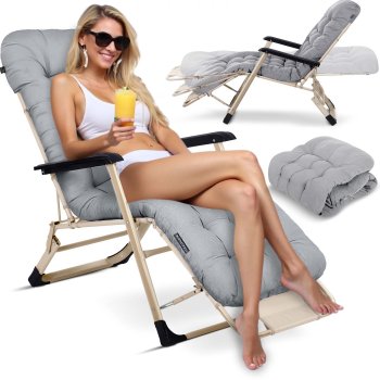 Садовый складной шезлонг с подушкой Sofotel ChillWell светло-серый