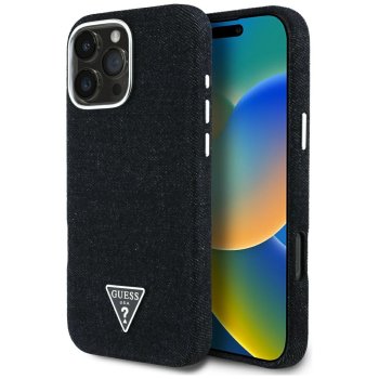 Чехол Guess Denim Triangle Logo MagSafe для iPhone 16 Pro черный