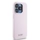DKNY iPhone 15 Pro Case Liquid Silicone Small Metal Logo MagSafe, Pink