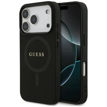 Guess Saffiano Classic Logo MagSafe vāciņš iPhone 17 Pro Black