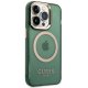 Guess iPhone 14 Pro Max Case Gold Outline Translucent MagSafe, Green