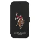 Apple iPhone 12 Pro Max 6.7\" US Polo Embroidery Collection Book Case Cover (USFLBKP12LPUGFLBK), Black