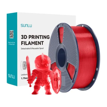 Sunlu PLA+ 3D printera kvēldiegs 1.75 mm, caurspīdīgi sarkans