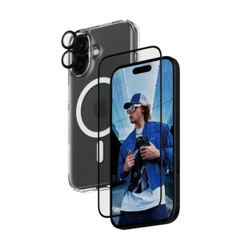 Защитный комплект 3-в-1 PanzerGlass для iPhone 16 (Чехол, стекло и защита...
