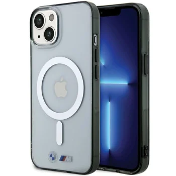 BMW Silver Ring MagSafe vāciņš Apple iPhone 15 / 14 / 13 - Caurspīdīgs