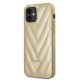 Guess iPhone 12 mini vāciņš V-Quilted Collection, zelta