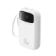Baseus QPow 2 30W 10000mAh portatīvais lādētājs ar iebūvētiem USB-C kabeļiem - Balts | Power Bank With Built-In...