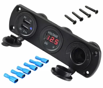 Водонепроницаемое гнездо прикуривателя 12V с 2x USB и вольтметром PLS37
