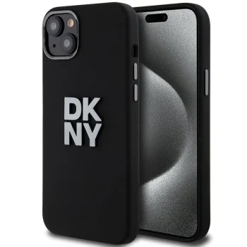 Чехол DKNY для iPhone 15 / 14 / 13 Liquid Silicone Metal Logo, черный