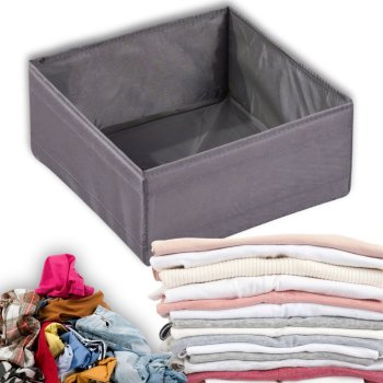 Tekstila organizators apģērbam un apakšveļai, pelēks, 28x28x13 cm
