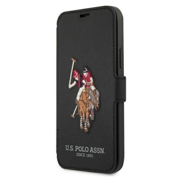 Apple iPhone 12 Pro Max 6.7" US Polo Embroidery Collection Book Case Cover (USFLBKP12LPUGFLBK), Black