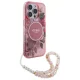 Guess IML Flowers With Pearl Strap MagSafe iPhone 16 Pro Max Case - Pink
