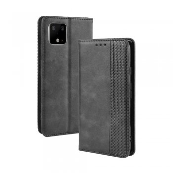 Google Pixel 4 XL Vintage Style Magnetic Leather Wallet Protective Case Cover, Black | Telefona Vāciņš Maciņš...
