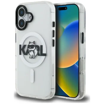 Vāciņš Karl Lagerfeld iPhone 16 IML Choupette Head Sketch MagSafe, caurspīdīgs