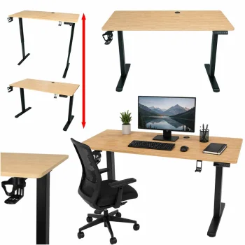 Elektriski regulējams rakstāmgalds 120x60 cm ar atmiņas paneli, gaišs koks/melns