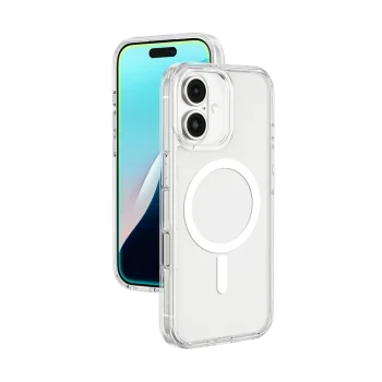 Vāciņš AmazingThing Minimal Mag priekš iPhone 16 ar magnētisko gredzenu, caurspīdīgs
