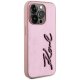 Чехол Karl Lagerfeld Wrinkled Metal Signature для iPhone 15 Pro, Розовый