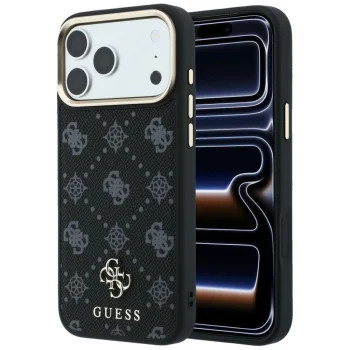 Guess Peony 4G Small Logo MagSafe vāciņš priekš iPhone 17 Pro / 18 Pro, Melns