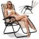 Sofotel Chillwell Folding Garden Lounger with Cushion, Set of 2, Beige