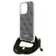Guess iPhone 16 Pro Max vāciņš Crossbody Cord 4G Print, brūns