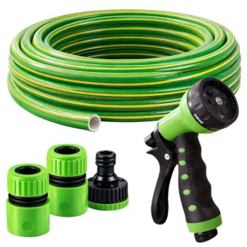 3-Layer Garden Hose Set 1/2 15m with 7-Pattern Spray Gun DIVO