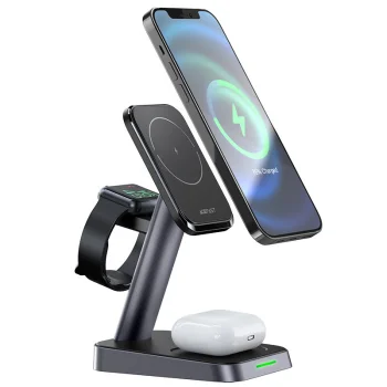Acefast Qi bezvadu lādētājs 15W iPhone (ar MagSafe), Apple Watch un Apple AirPods statīvs, magnētisks turētājs,...