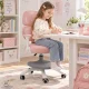 Ergonomisks bērnu rakstāmgalda krēsls ar kāju balstu, regulējams, rozā
