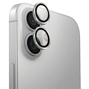 UNIQ Optix alumīnija kameras objektīva aizsargs ar aplikatoru iPhone 16 / Plus - sudraba krāsā | Aluminum Camera...