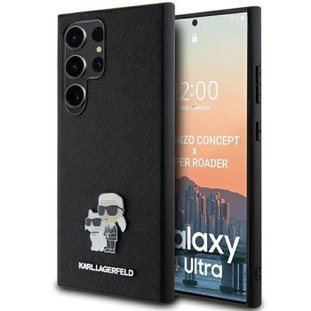 Samsung Galaxy S24 Ultra (SM-S928) Karl Lagerfeld Saffiano Karl&Choupette Metal Pin Case Cover, Black | Telefona...