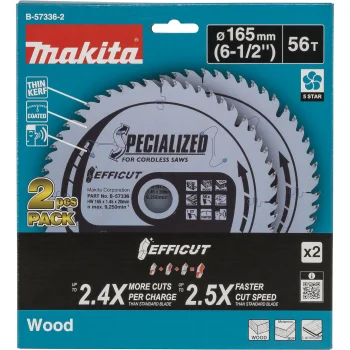 Комплект пильных дисков Makita B-57336-2 EFFICUT 165x20 мм 56T, 2 шт.