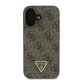 Чехол Guess Leather 4G Triangle Strass MagSafe для iPhone 16 - коричневый