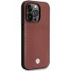 BMW Hardcase for iPhone 14 Pro Leather Diamond Pattern Burgundy