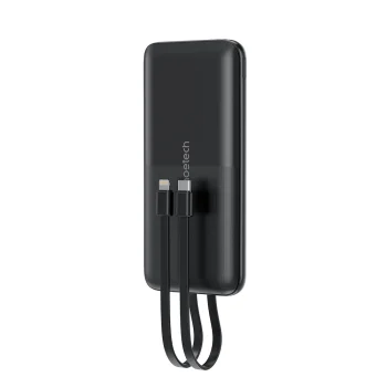 Choetech B654 ārējais akumulators 10000mAh 22.5W ar iebūvētiem kabeļiem, melns