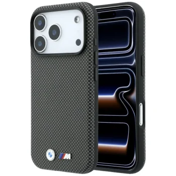 BMW M Quadrille Kevlar Metal Logo MagSafe vāciņš iPhone 17/18 Pro Max, pelēks