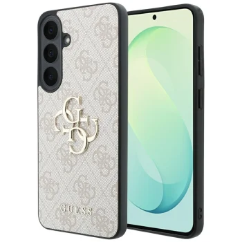 Guess Leather 4G Metal Logo vāciņš Samsung Galaxy S26 FE, rozā